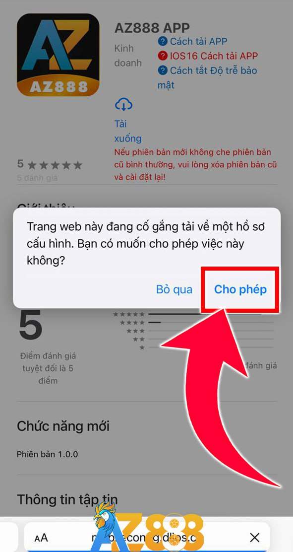 Tích vào ô Cho Phép Tích vào ô Cho Phép