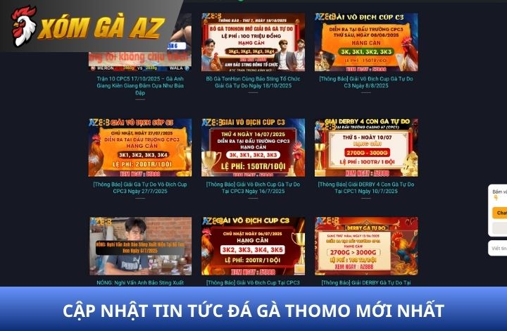 Cập nhật tin tức đá gà mới nhất cùng Xóm Gà AZ Cập nhật tin tức đá gà mới nhất cùng Xóm Gà AZ